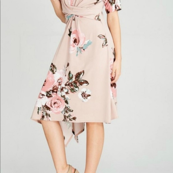 Kayla's Armoire Floral Faux-Wrap Assymetric Dress - Picture 3 of 16